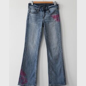 American Eagle Hand Painted Women's Blue Jeans